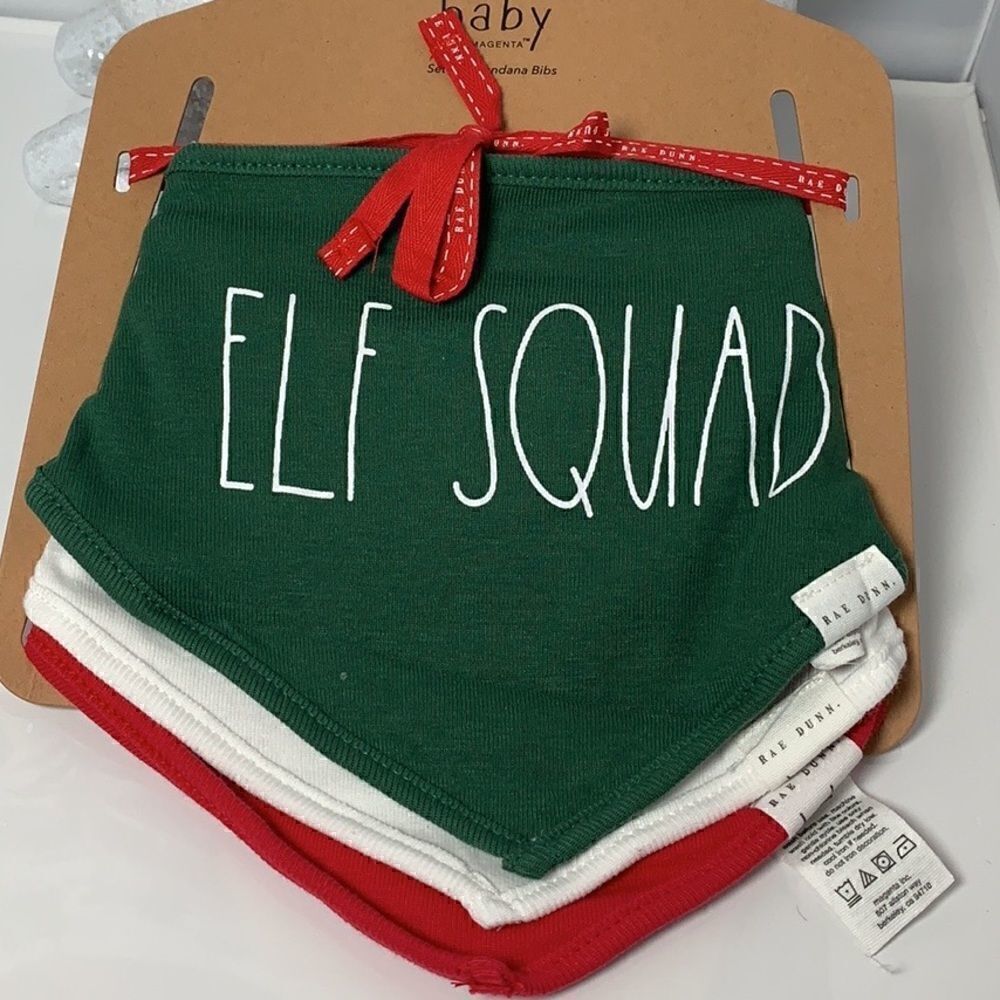 New Rae Dunn Baby Christmas bibs set of 3.